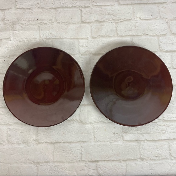 2 CRATE & BARREL Mahogany Dinner Plate 11.25" Made in Japan - Picture 1 of 8